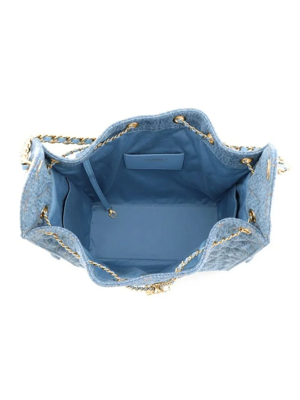 Chanel Chain Shoulder Bag 25 Medium CC Logo Quilted Denim